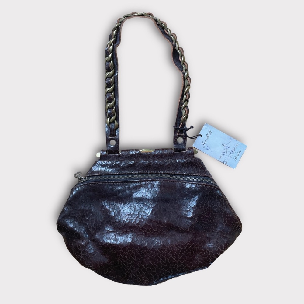 JAS M.B. LONDON Unworn With Tags Brown Python Leather shoulder bag purse